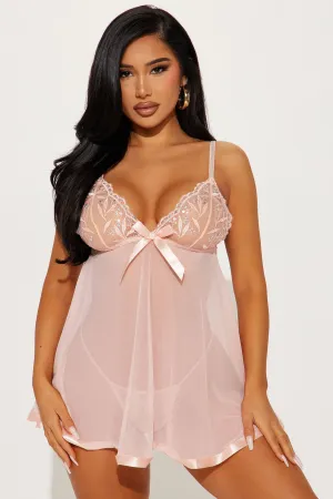 A Touch Of Sparkle Rhinestone Babydoll - Blush