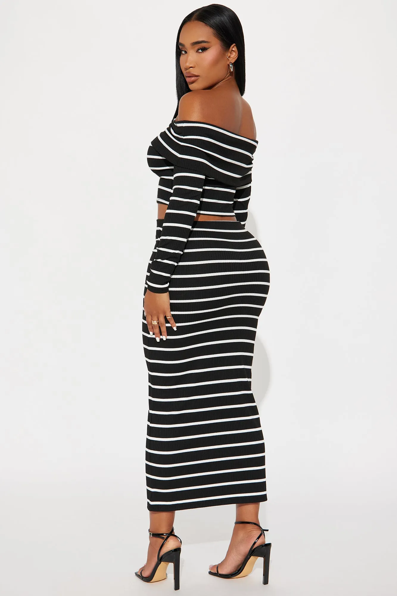 Adrian Stripe Skirt Set - Black/combo