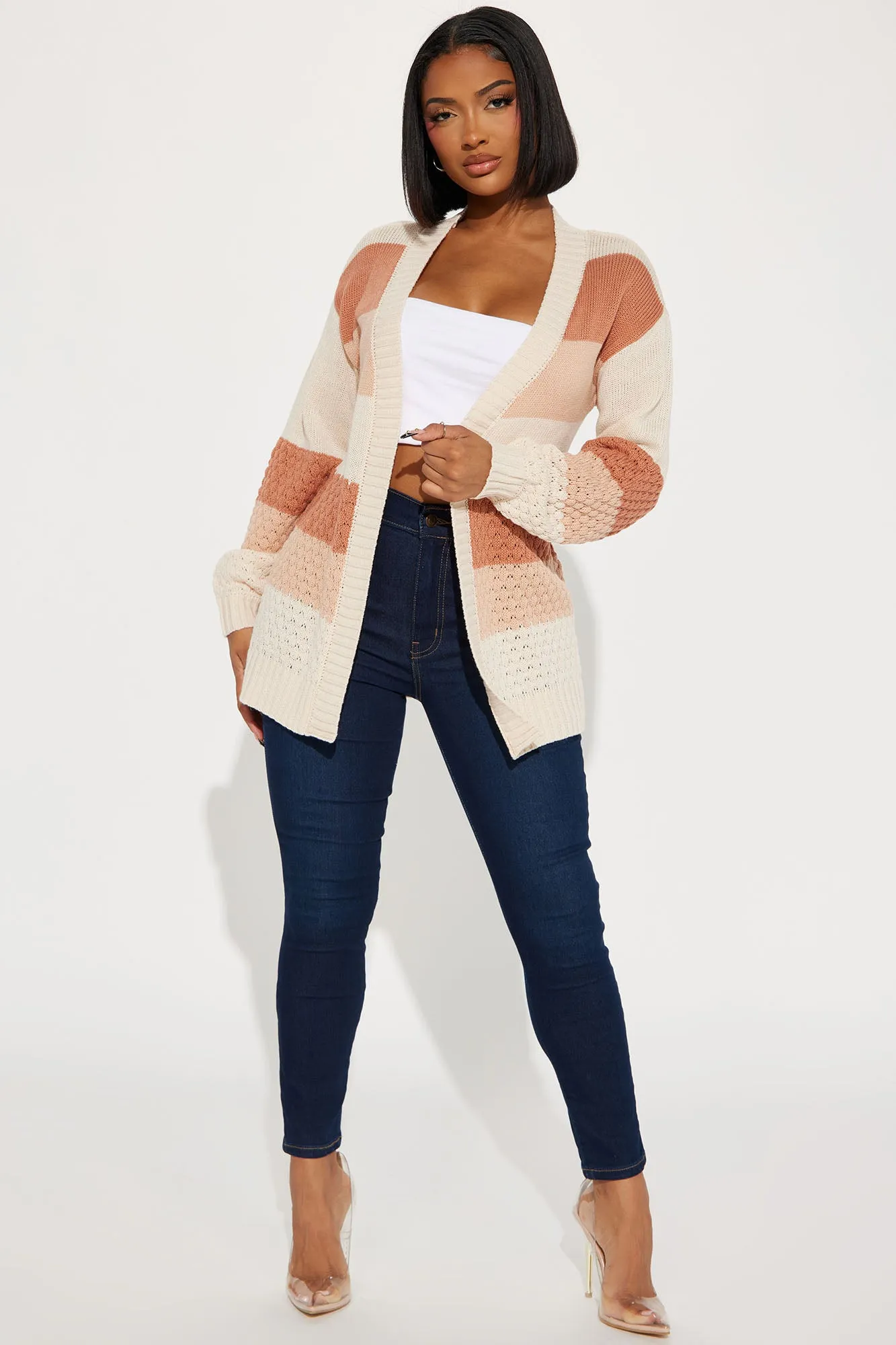 Alcina Color Block Cardigan - Sand/combo