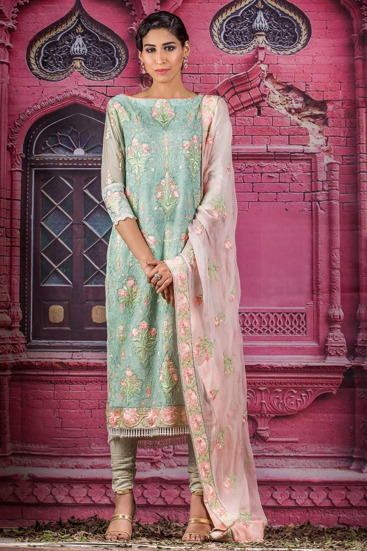 AlKaram Festive Embroidered Chiffon Collection  – FC-13-18 Green