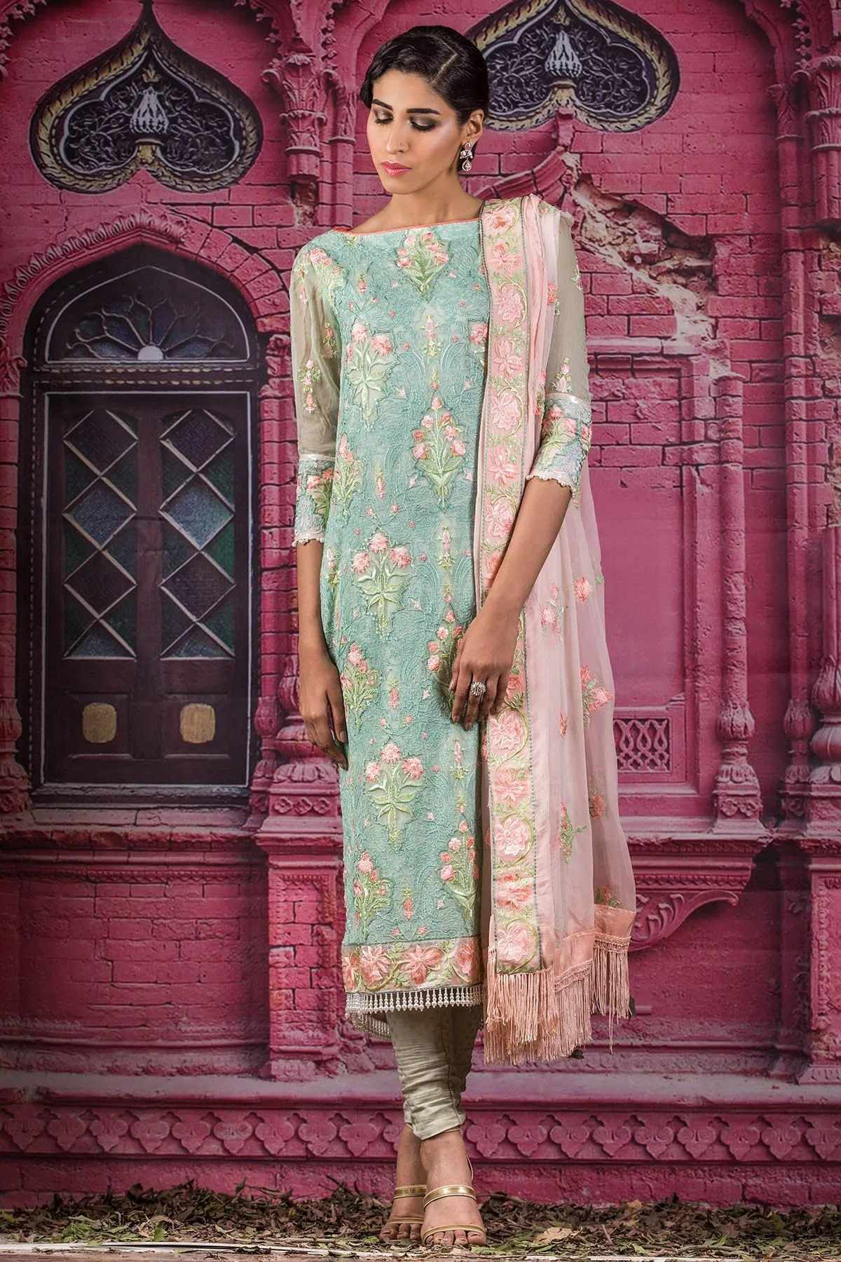 AlKaram Festive Embroidered Chiffon Collection  – FC-13-18 Green