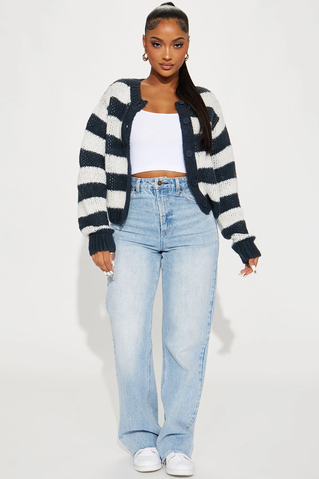 All The Feels Striped Cardigan - Off White