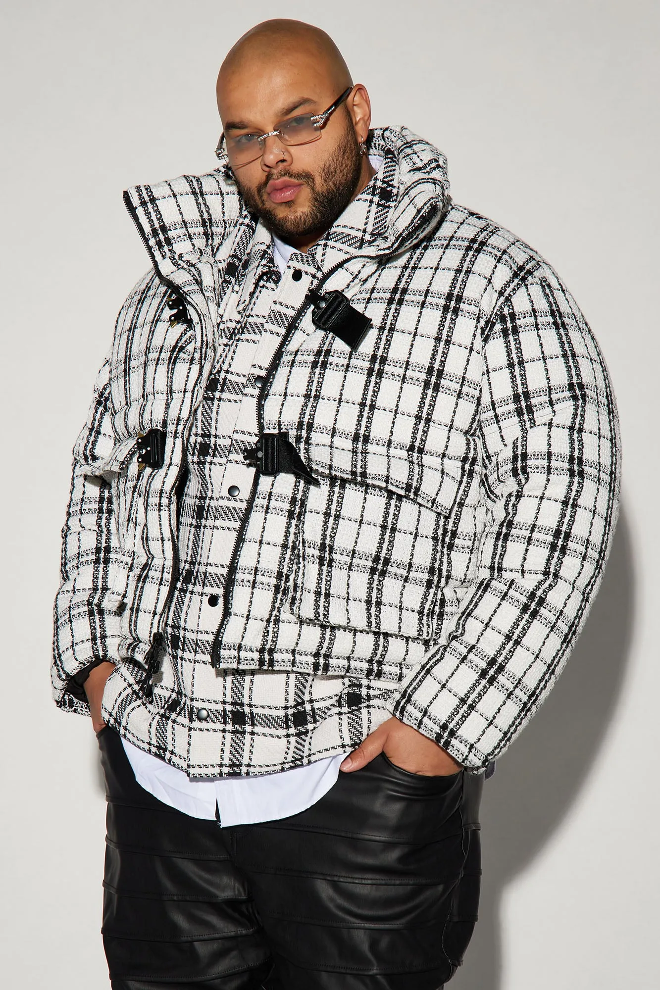 Allston Boucle Buckle Puffer - Black/White