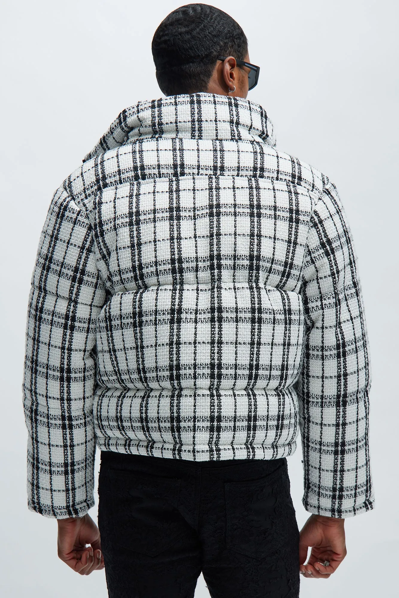 Allston Boucle Buckle Puffer - Black/White