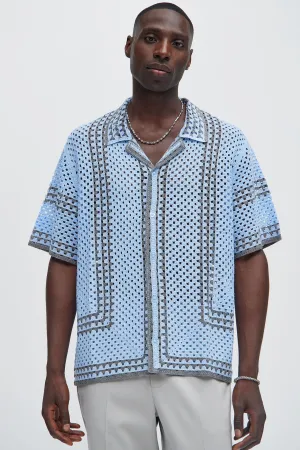 Allston Crochet Knit Shirt - Blue/combo