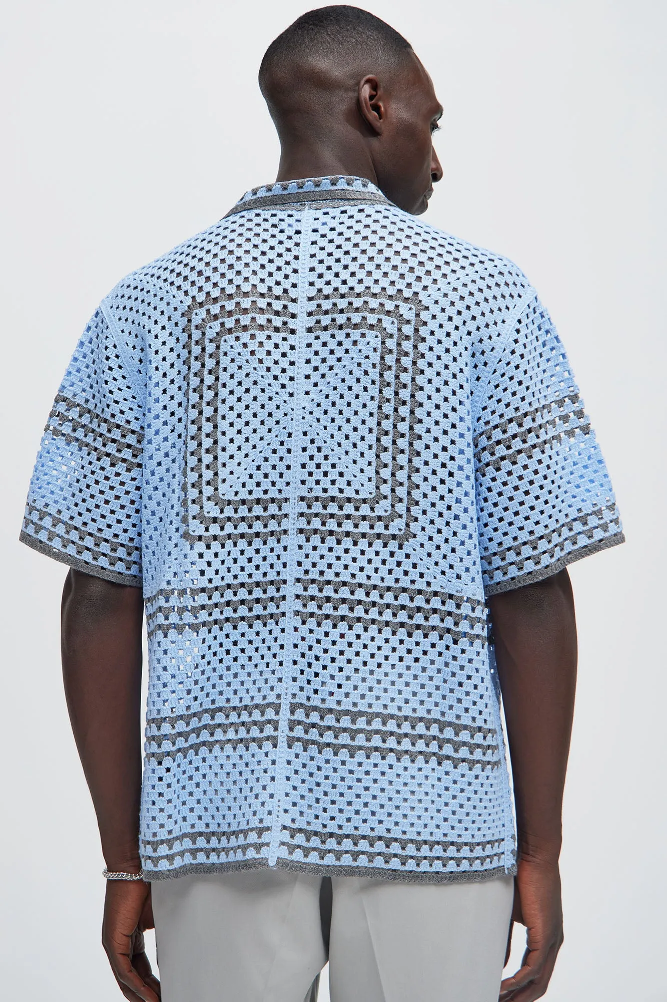 Allston Crochet Knit Shirt - Blue/combo