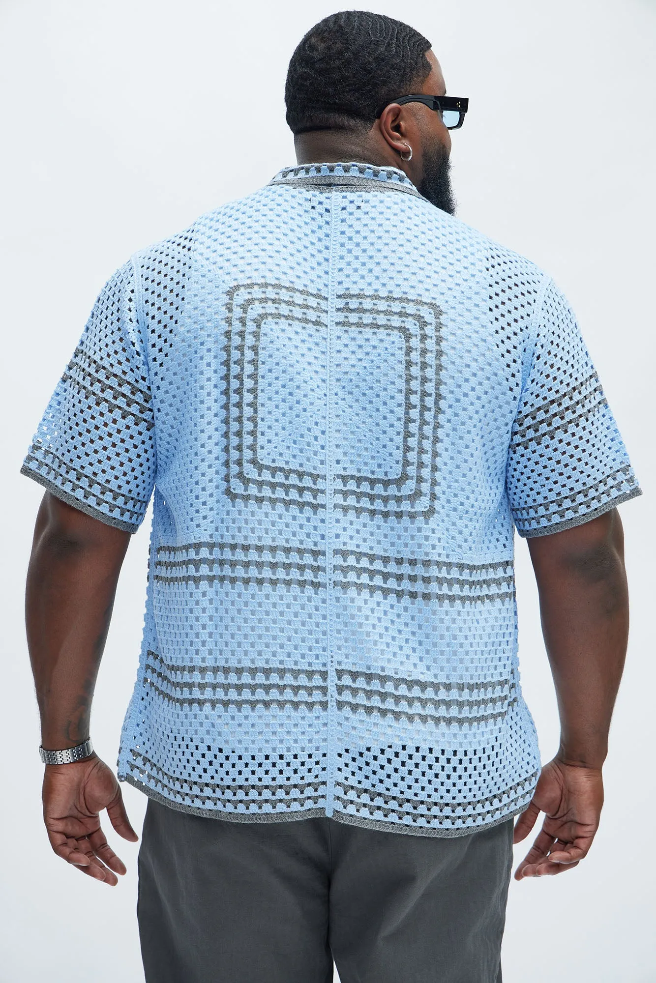 Allston Crochet Knit Shirt - Blue/combo