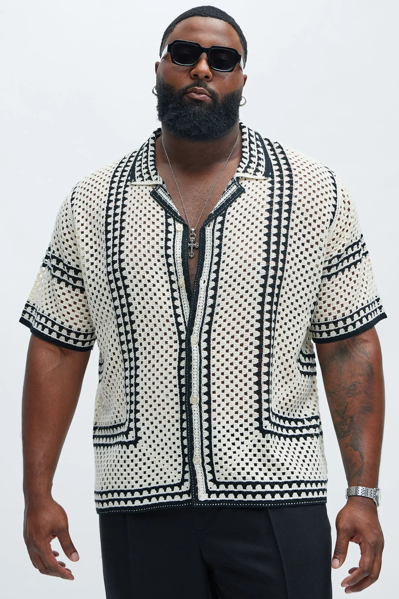 Allston Crochet Knit Shirt - Off White