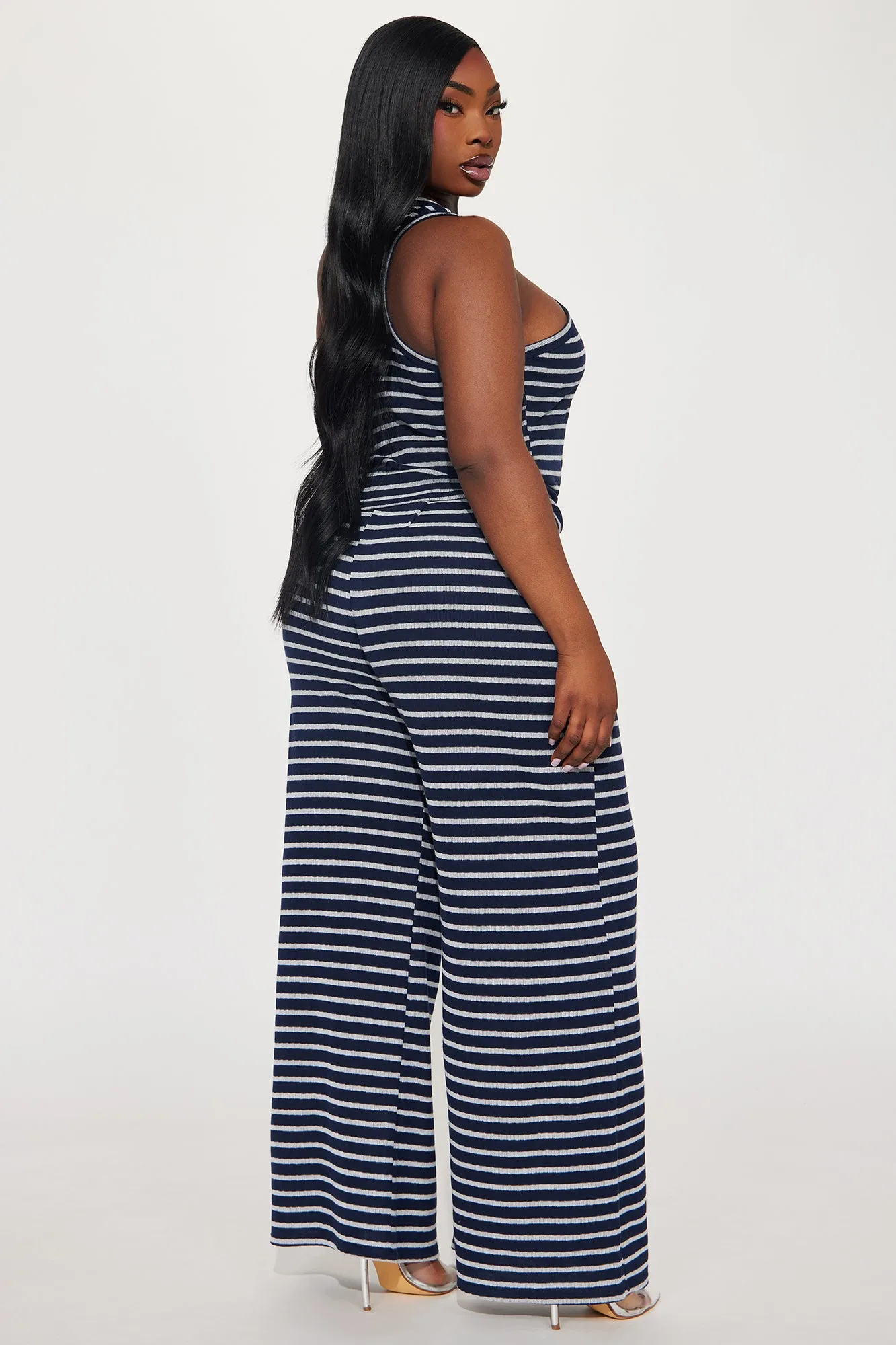 Always Into Me Striped Pant Set - Navy/combo