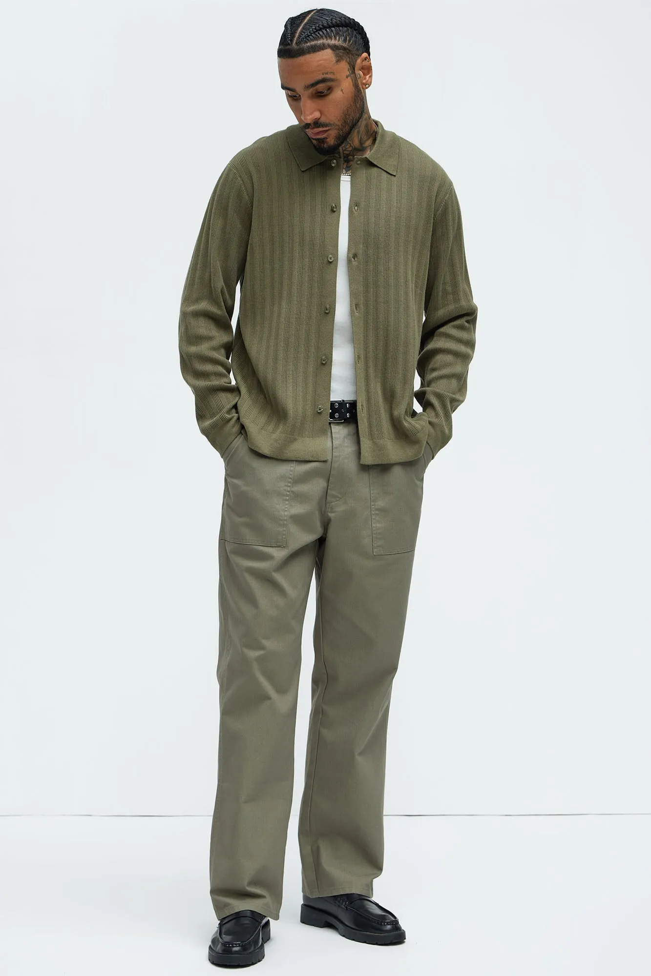 Always Knew Polo Cardigan - Olive