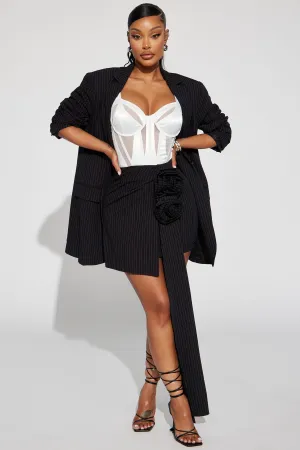 Always Trendy Blazer Skirt Set - Black