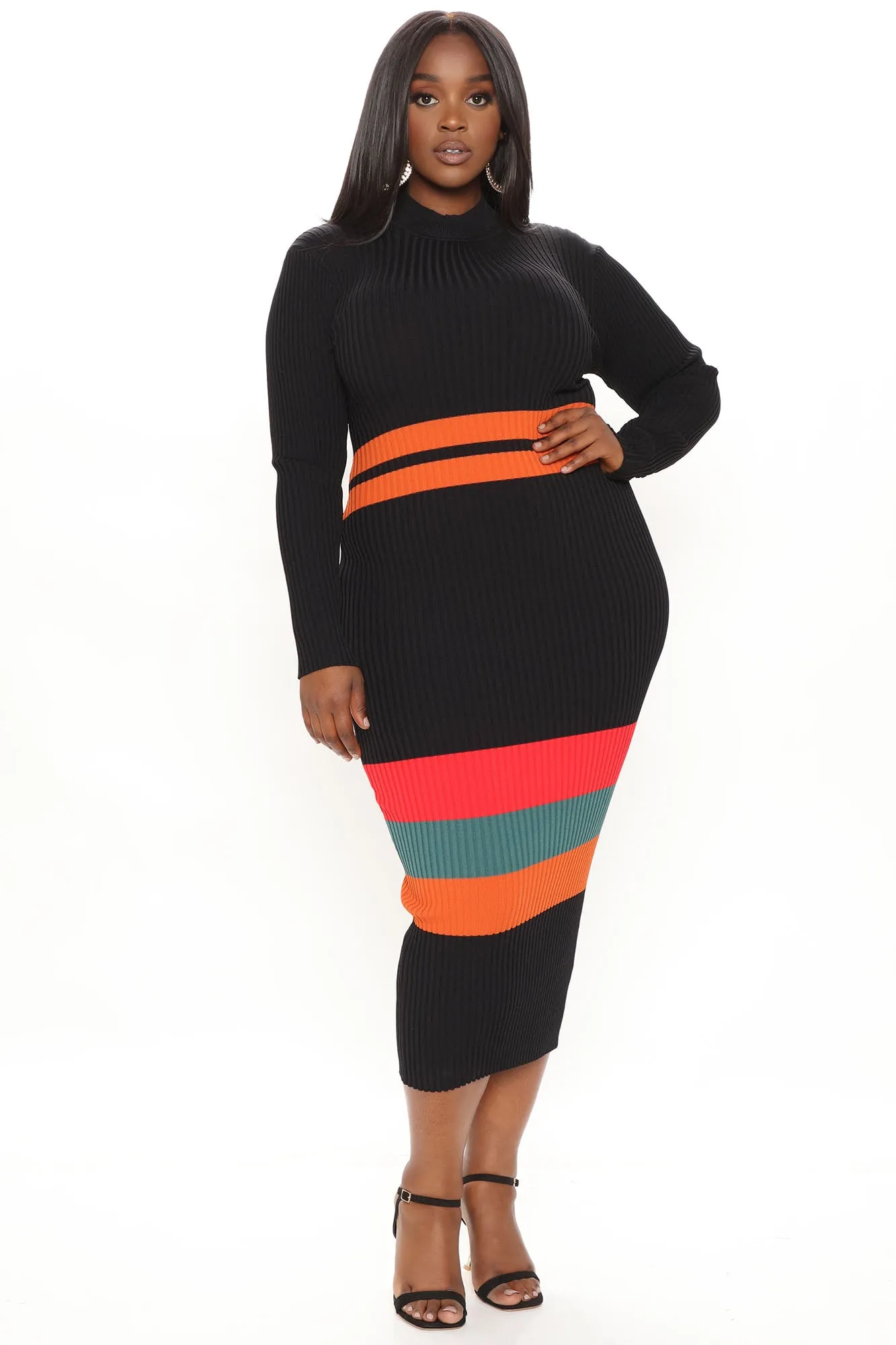 Amazing Grace Sweater Midi Dress - Black/combo