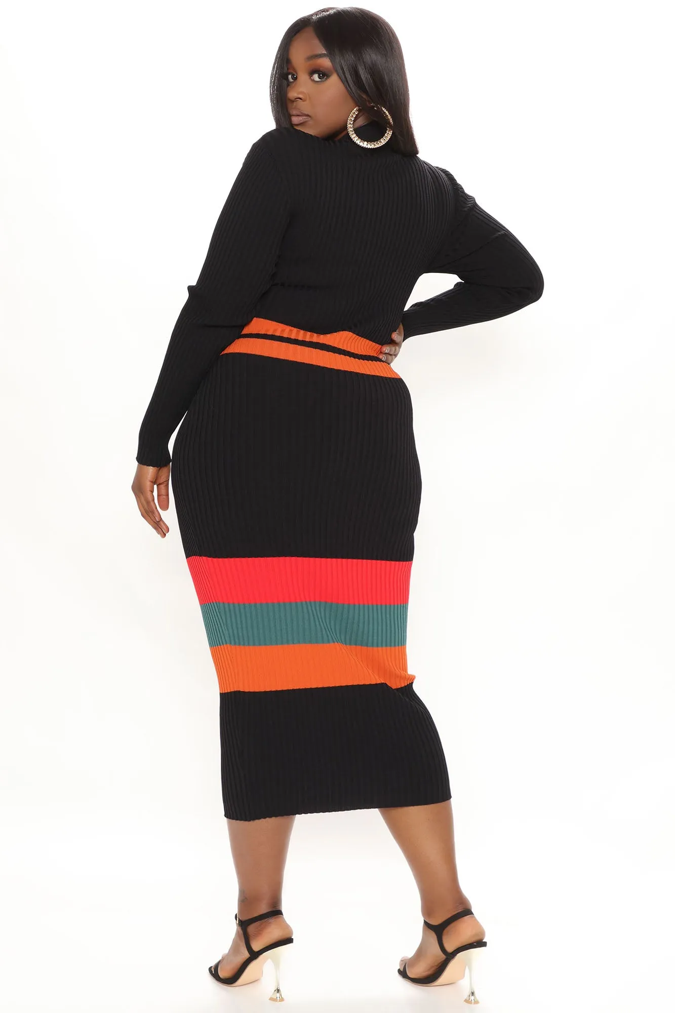 Amazing Grace Sweater Midi Dress - Black/combo