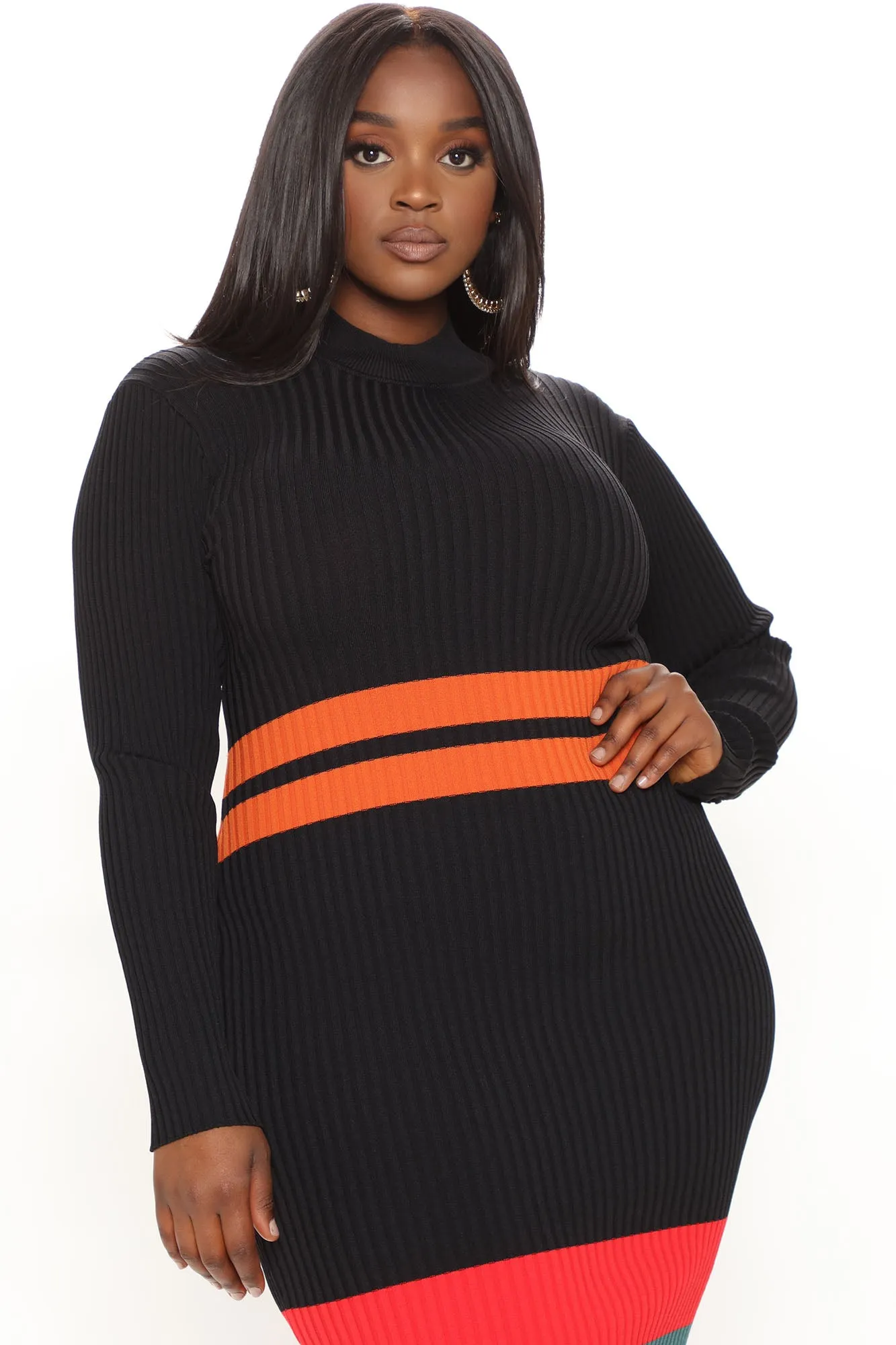 Amazing Grace Sweater Midi Dress - Black/combo