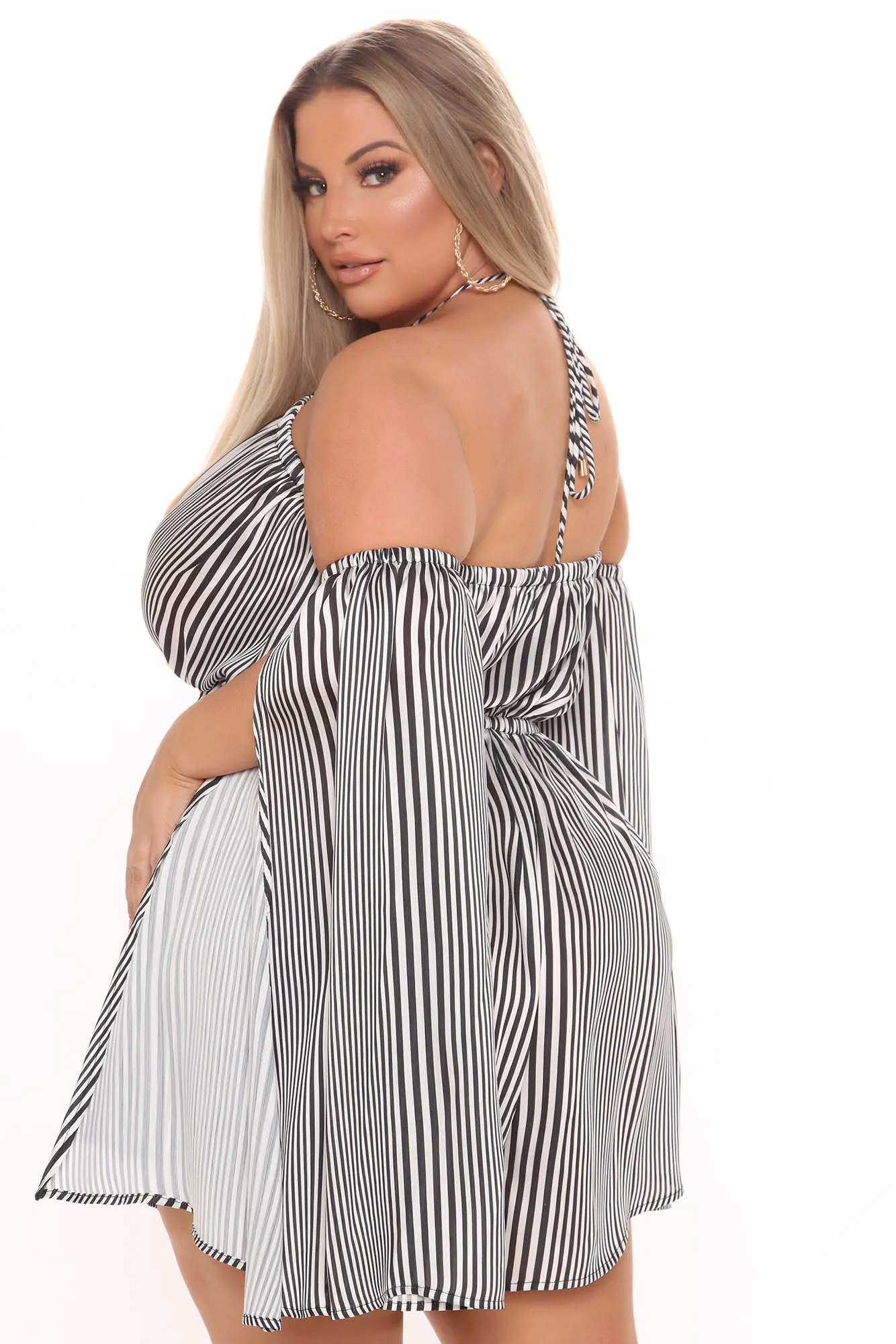 Anchored Down Striped Romper - Black/White