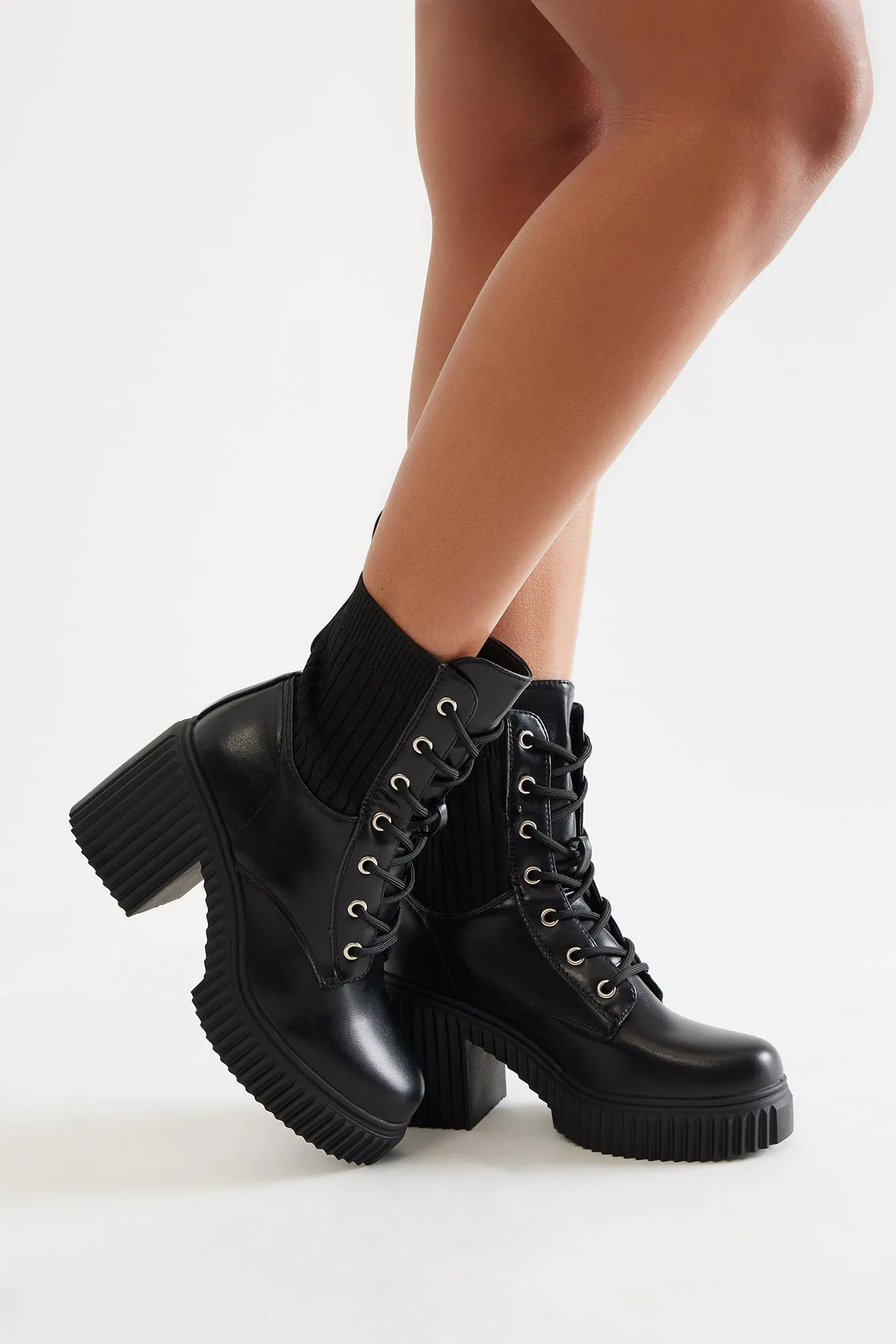 Ander Lace Up Booties - Black