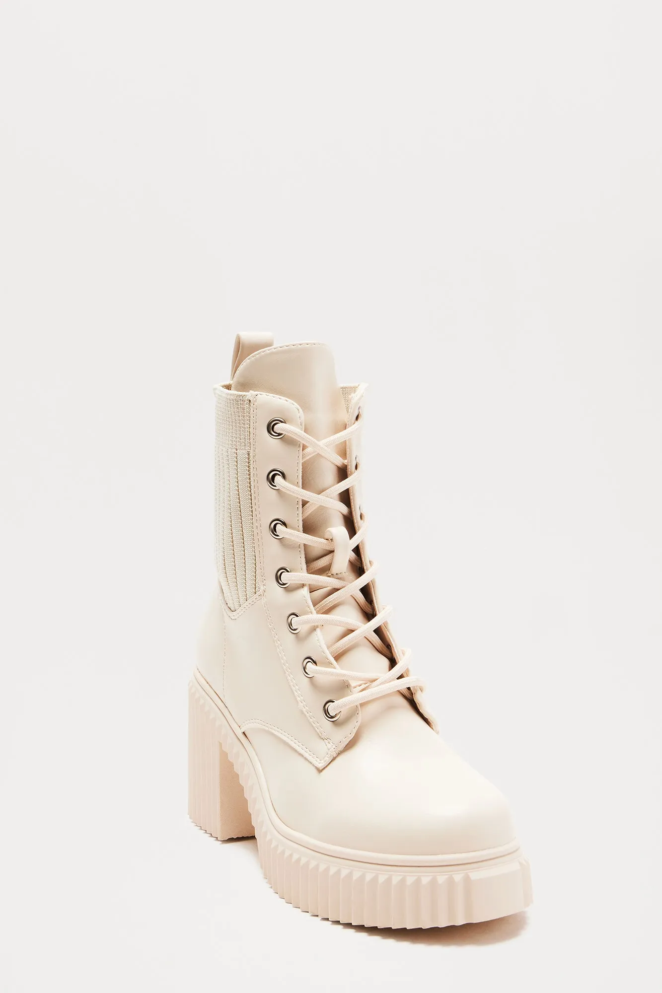 Ander Lace Up Booties - Ivory