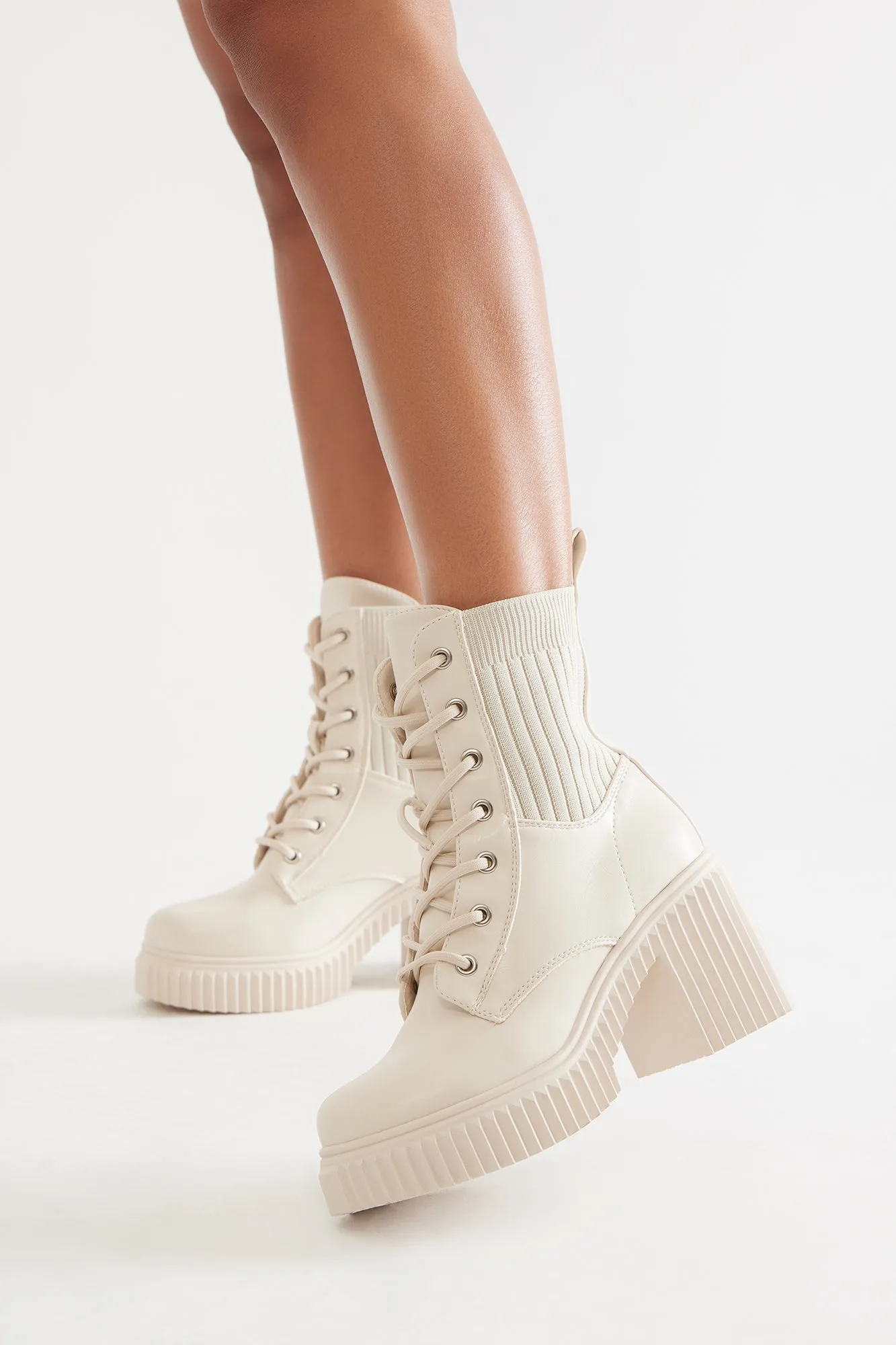 Ander Lace Up Booties - Ivory