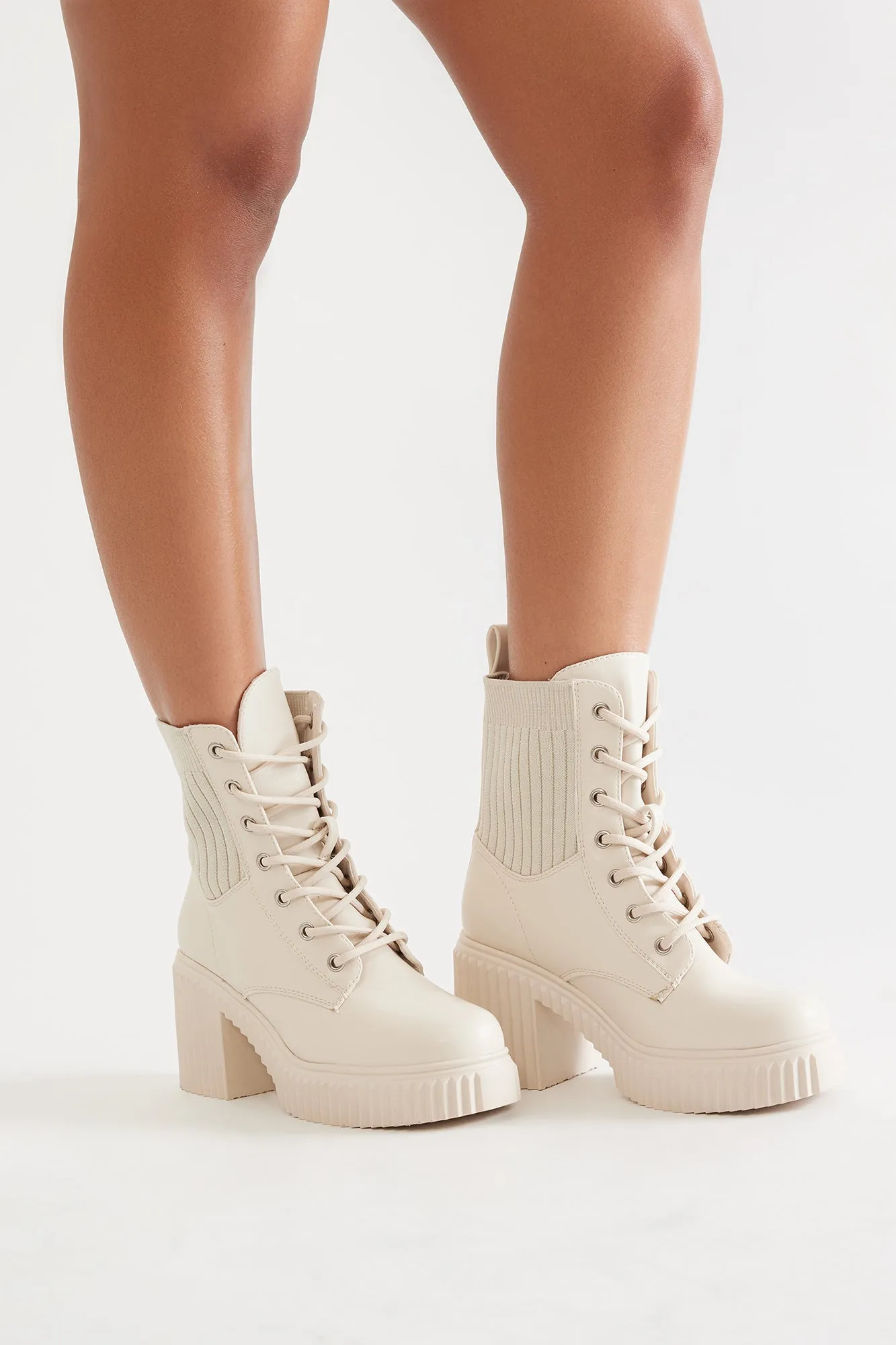 Ander Lace Up Booties - Ivory