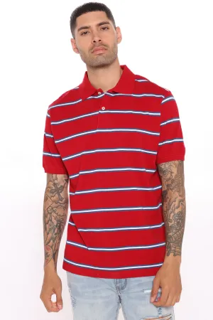 Another Notch Short Sleeve Striped Polo - Red/combo