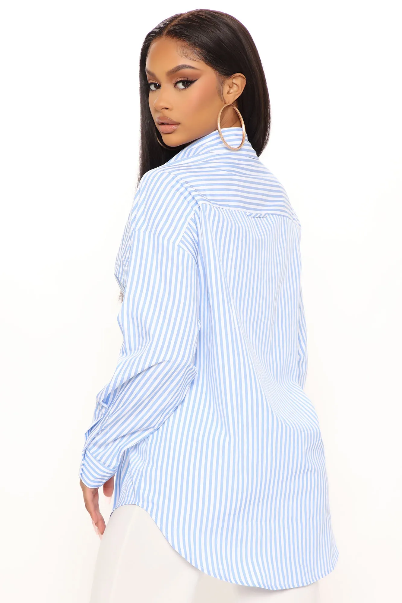 At The Stripe Time Poplin Shirt - Blue/combo