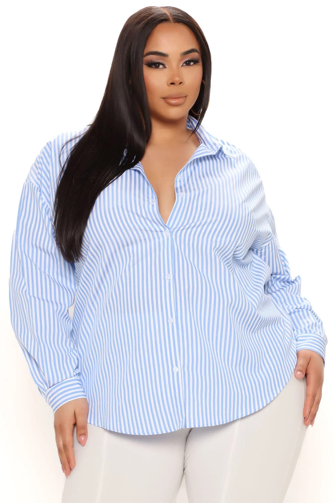 At The Stripe Time Poplin Shirt - Blue/combo