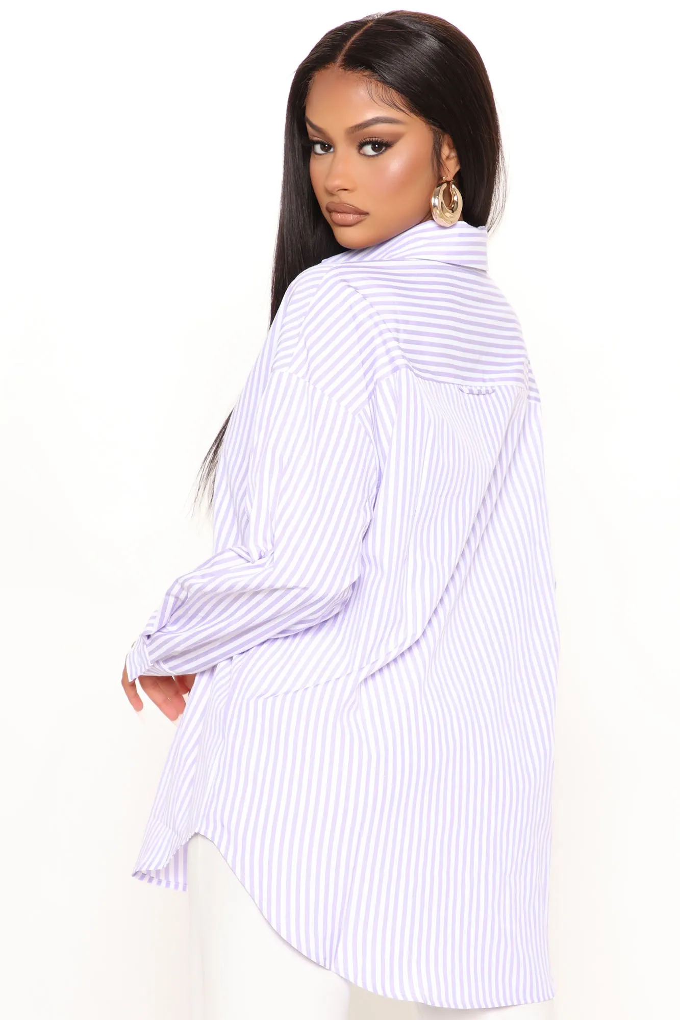 At The Stripe Time Poplin Shirt - Lavender/combo