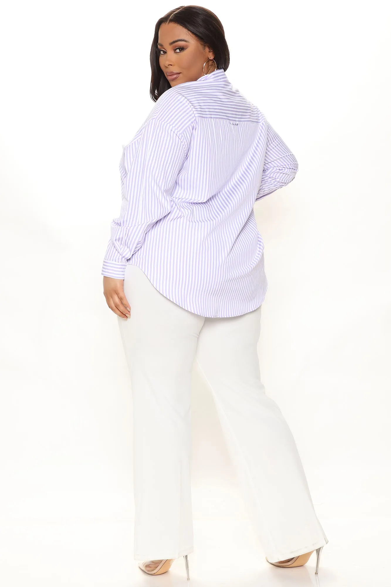 At The Stripe Time Poplin Shirt - Lavender/combo