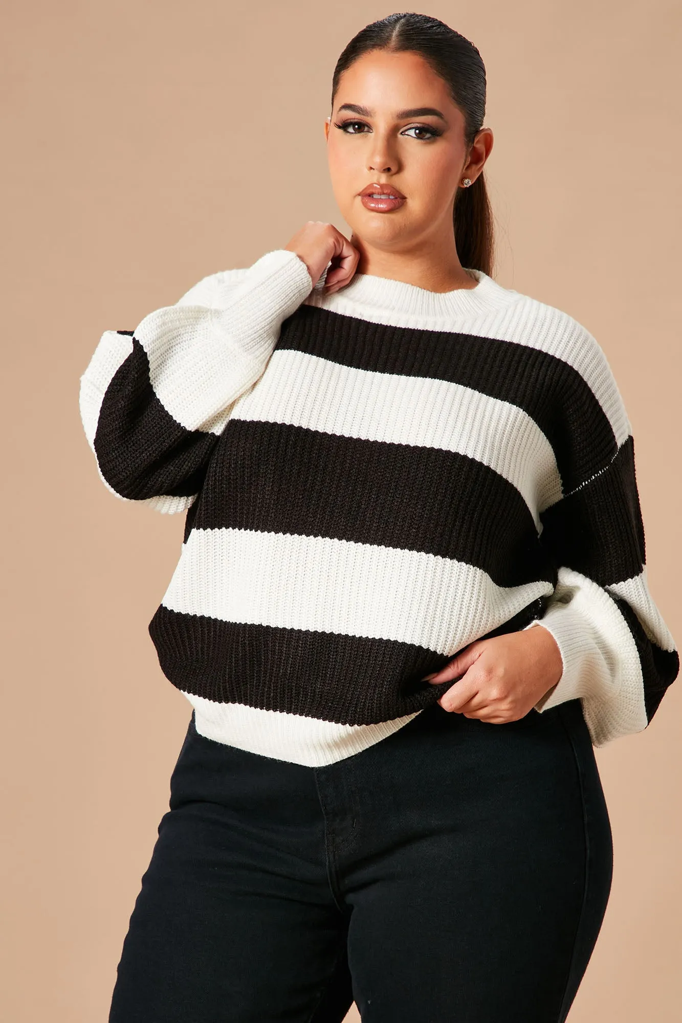 Autumn Dreams Striped Sweater - Black/White