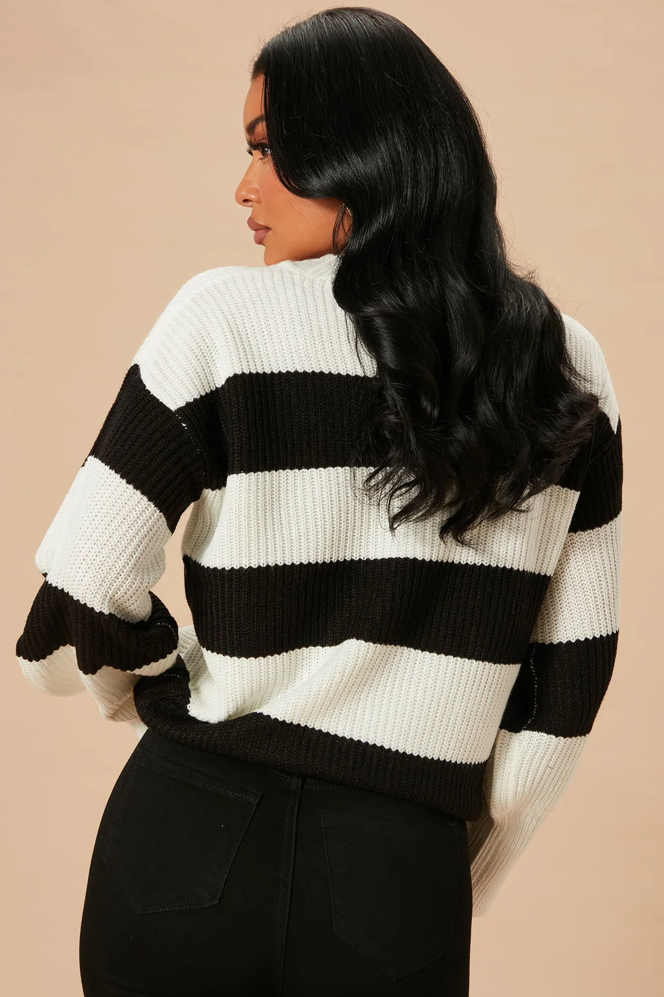 Autumn Dreams Striped Sweater - Black/White