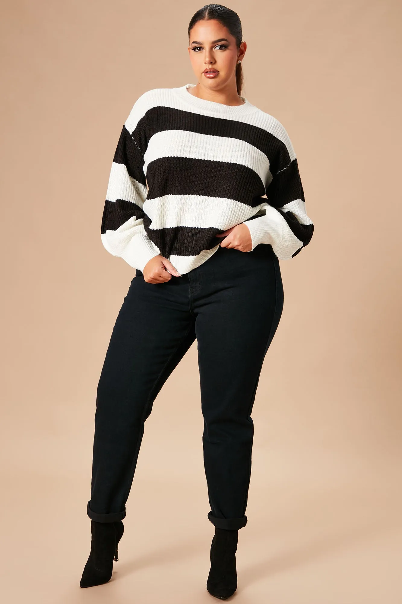 Autumn Dreams Striped Sweater - Black/White