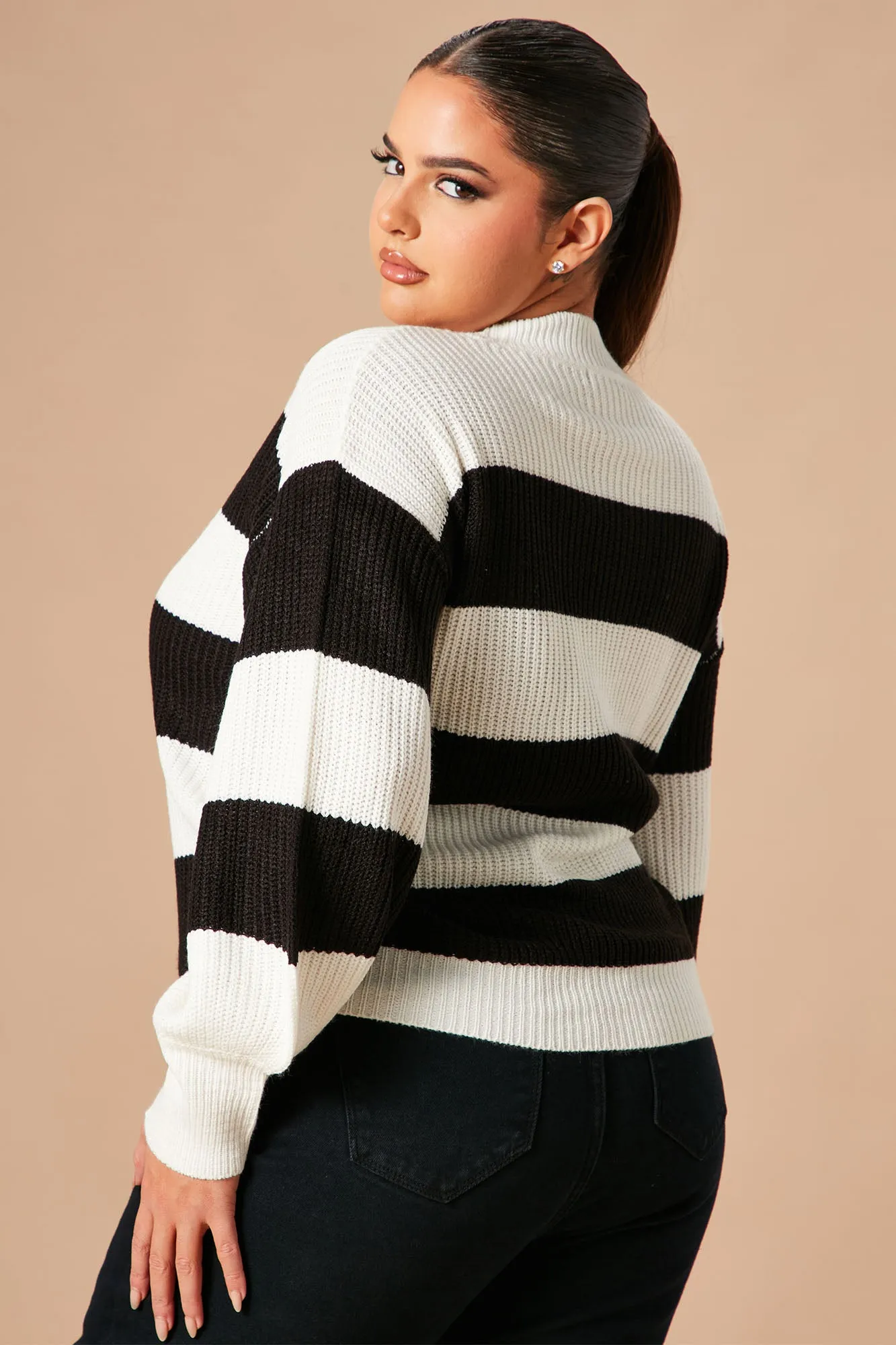 Autumn Dreams Striped Sweater - Black/White