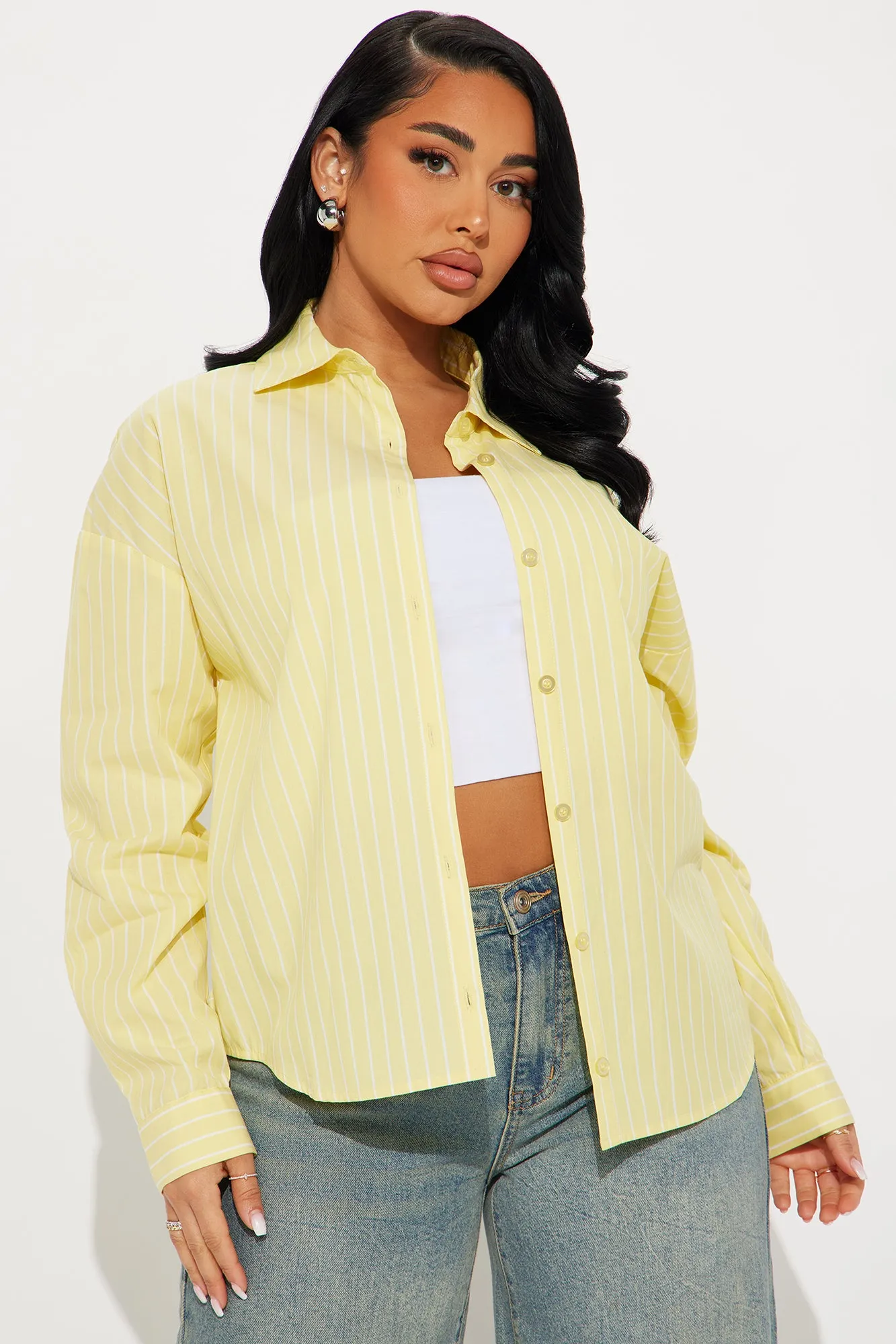 Azani Oversized Striped Shirt - Yellow