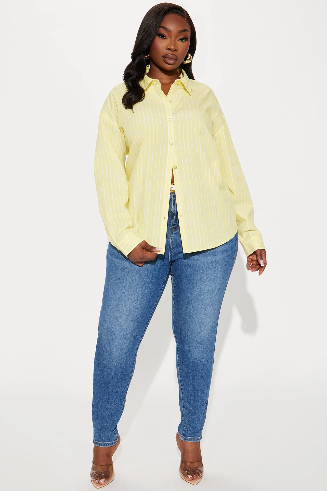 Azani Oversized Striped Shirt - Yellow