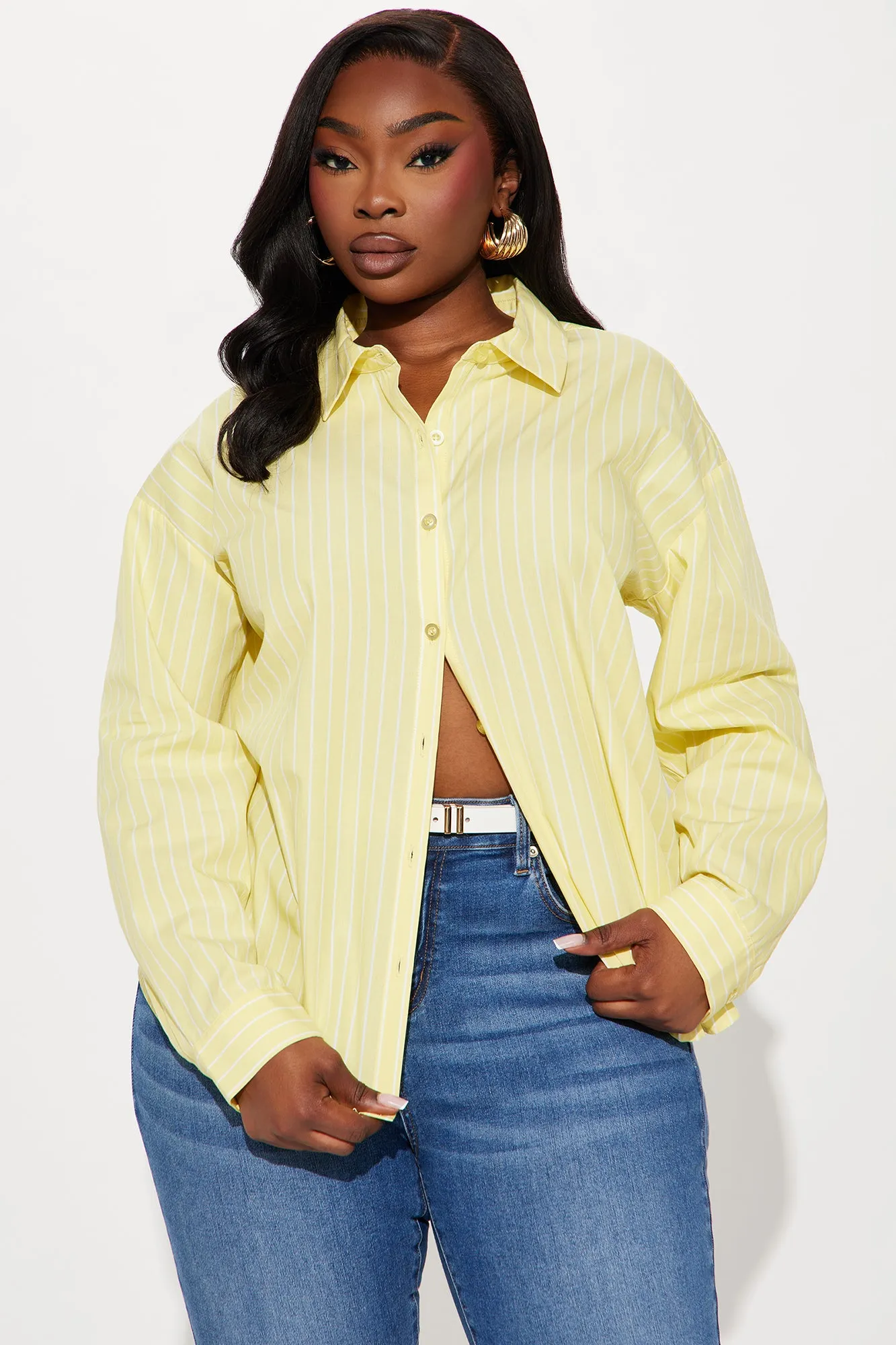 Azani Oversized Striped Shirt - Yellow