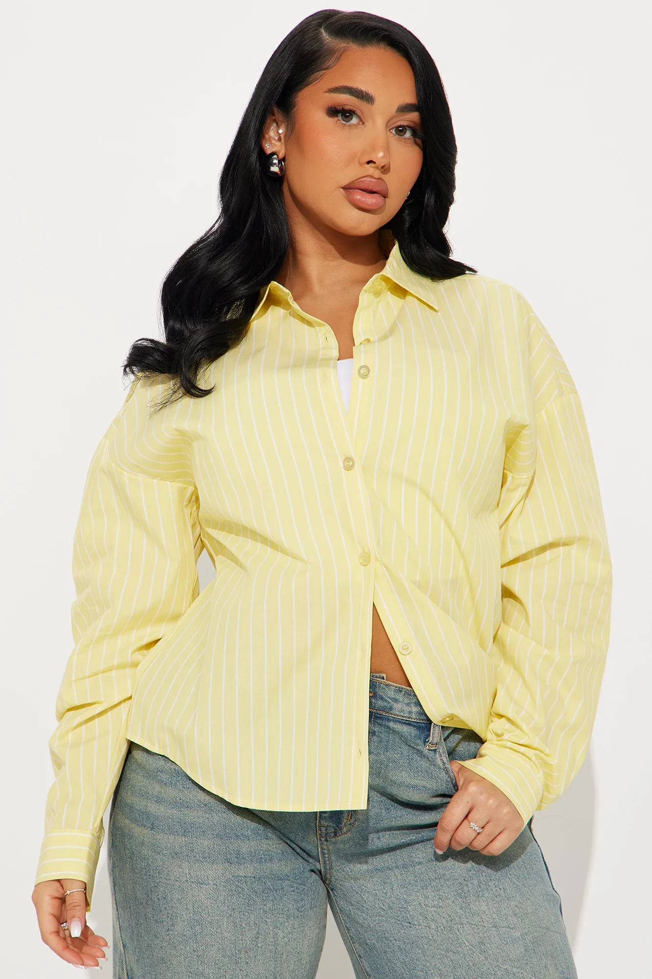 Azani Oversized Striped Shirt - Yellow