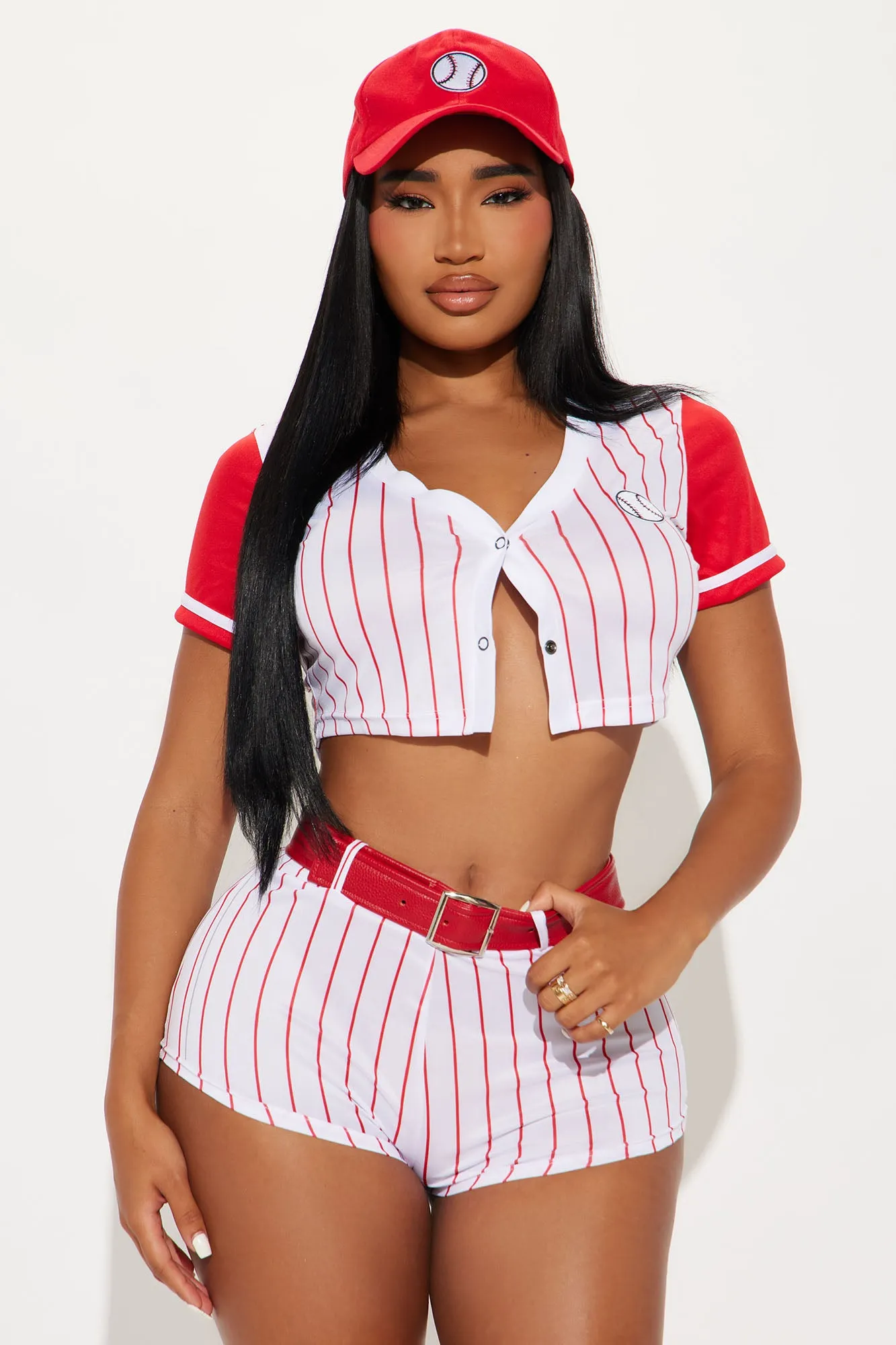 Baseball Star 4 Piece Costume Set - Red/White