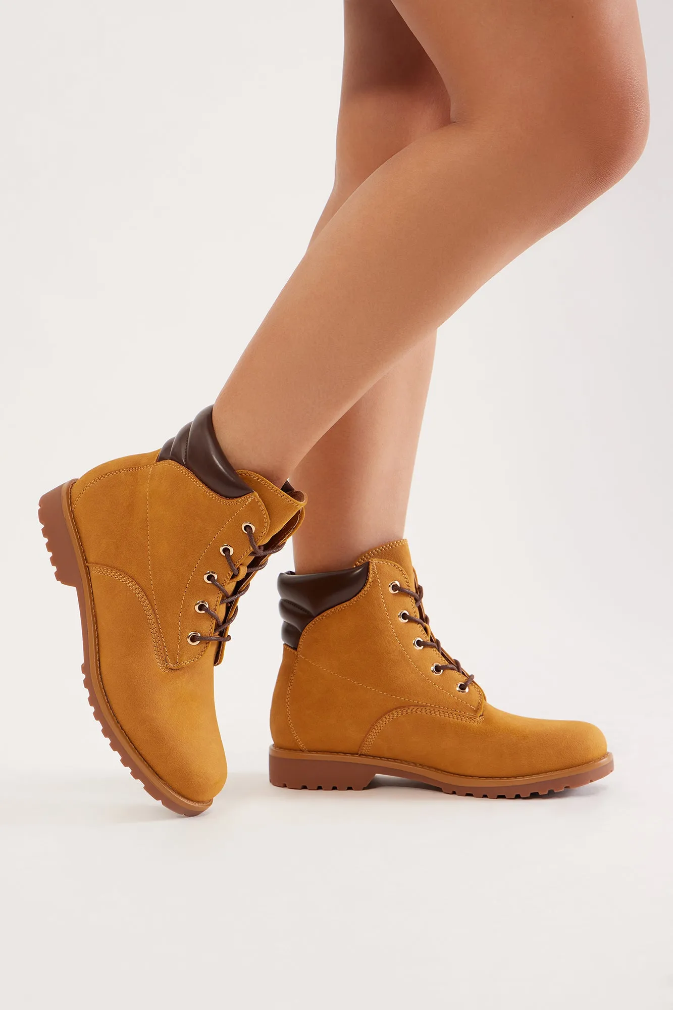 Bennett Lace Up Booties - Tan