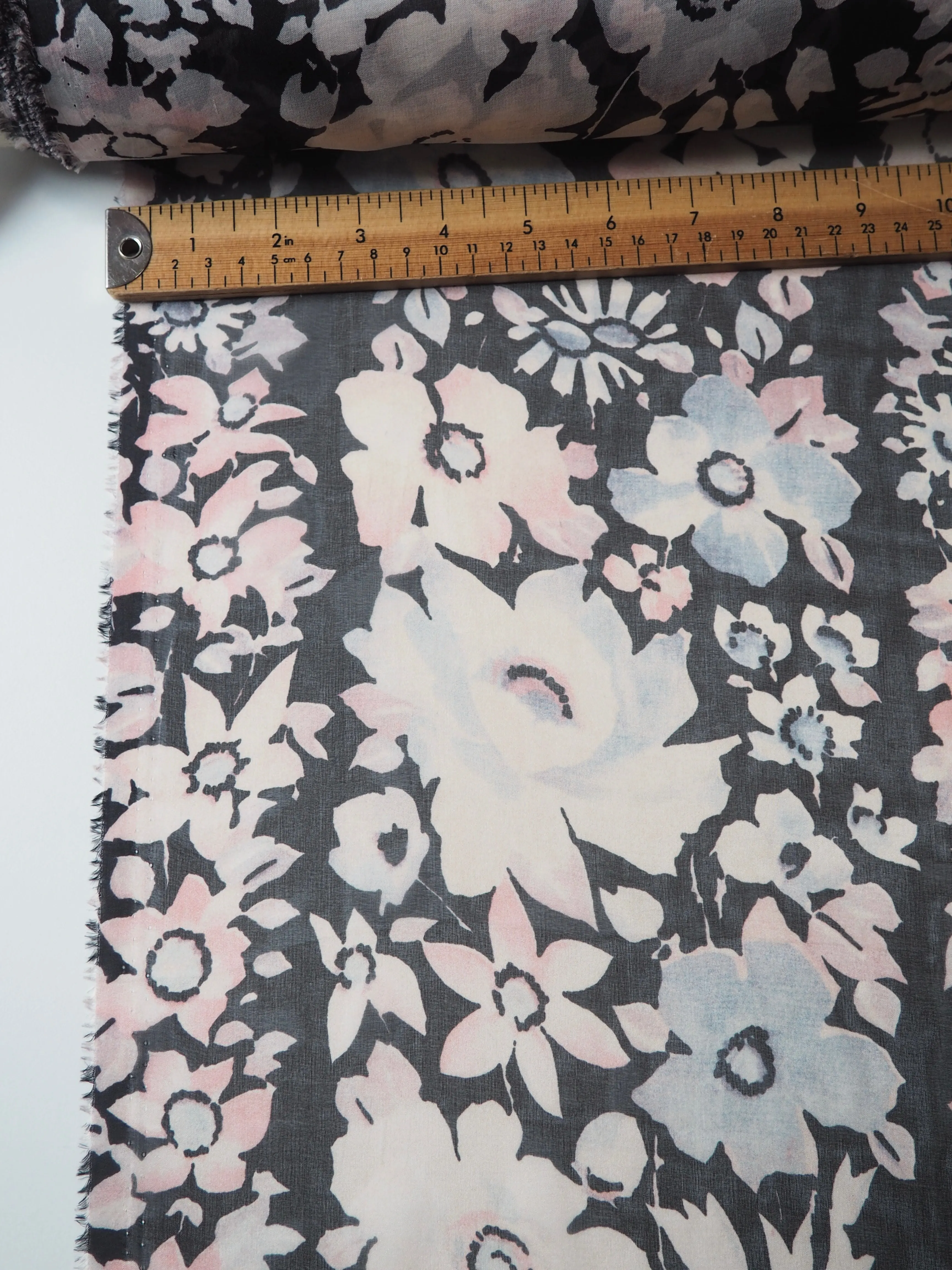 Black Floral Silk Chiffon