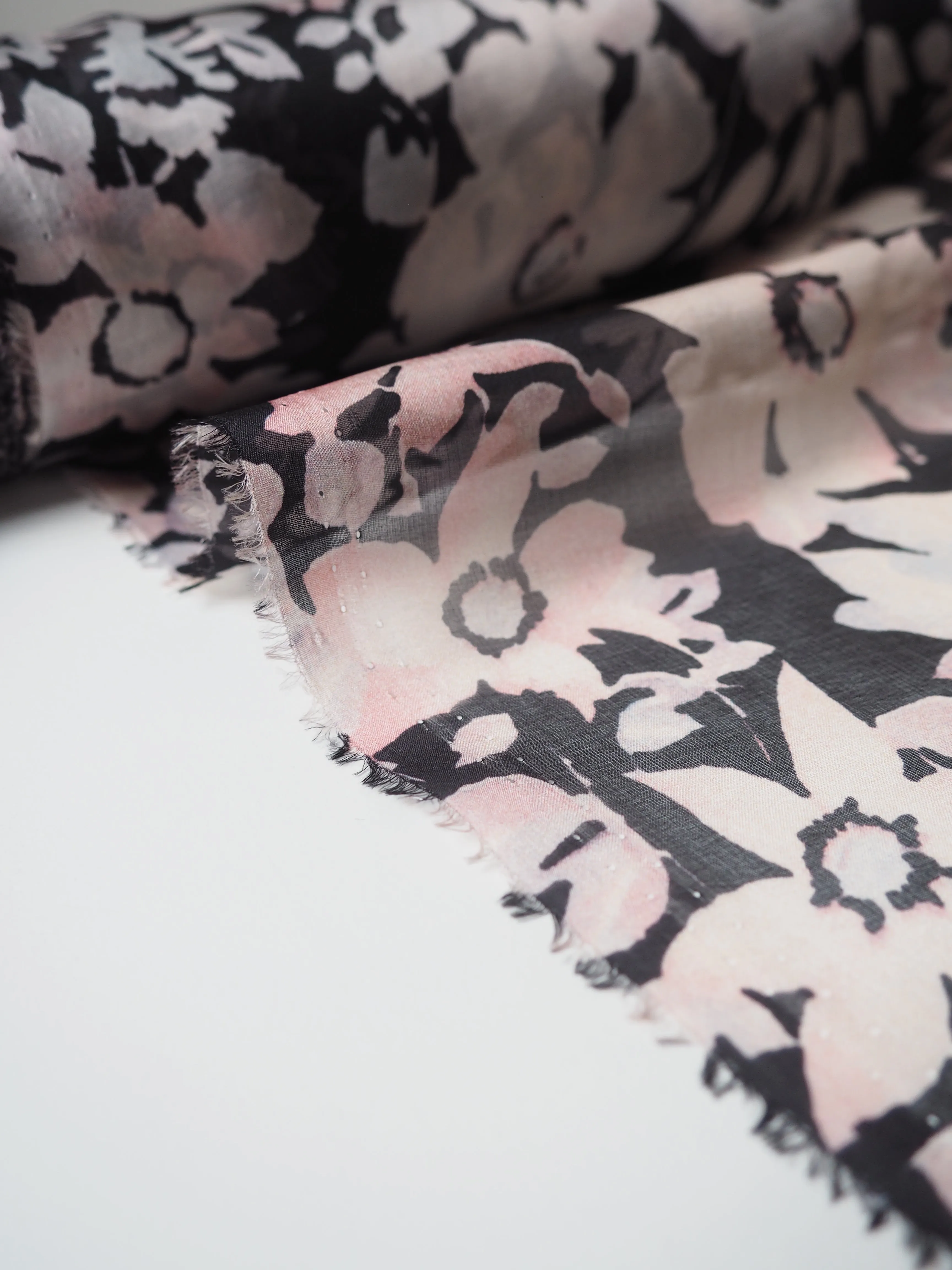 Black Floral Silk Chiffon