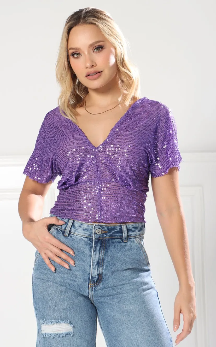 Blusa Morada Lentejuelas