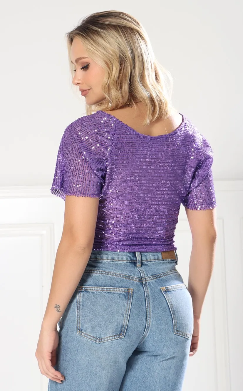 Blusa Morada Lentejuelas