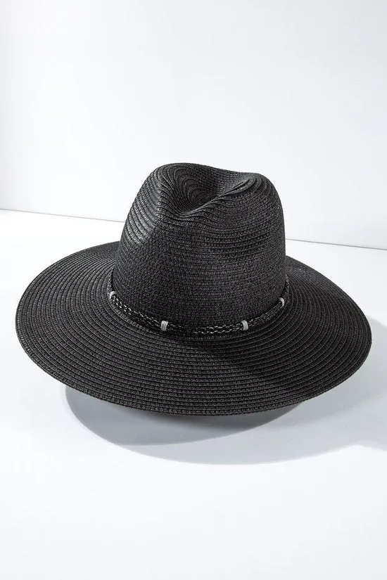 Bohemian Western Panama Straw Hat Black