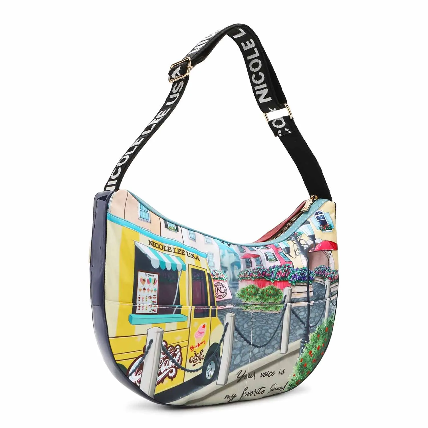 BOLSO GRANDE DE NYLON CON LENTEJUELAS "COZY STREET IN MILAN"