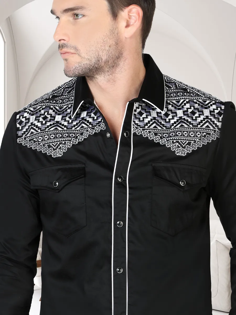 Camisa Vaquera Bordada Para Caballero LAMASINI Estilo LM-2201