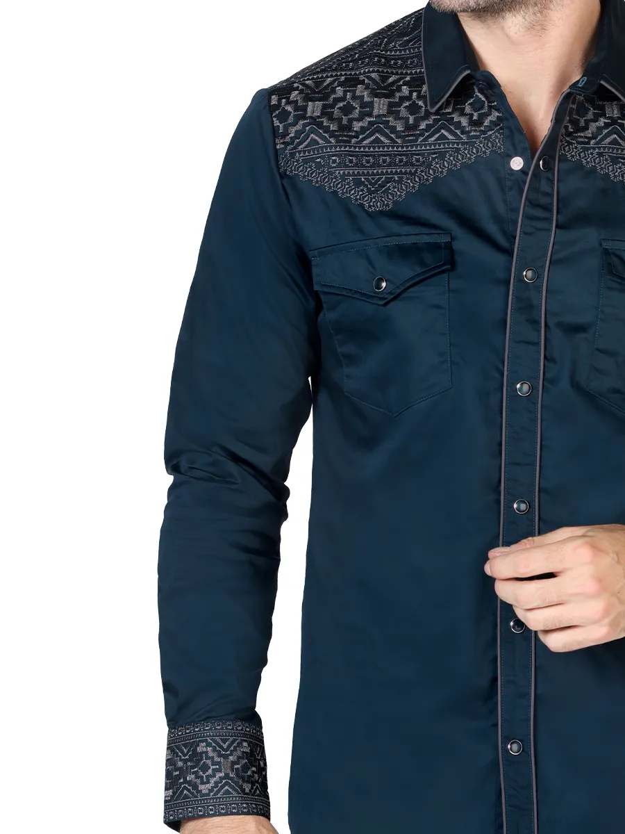 Camisa Vaquera Bordada Para Caballero LAMASINI Estilo LM-2201