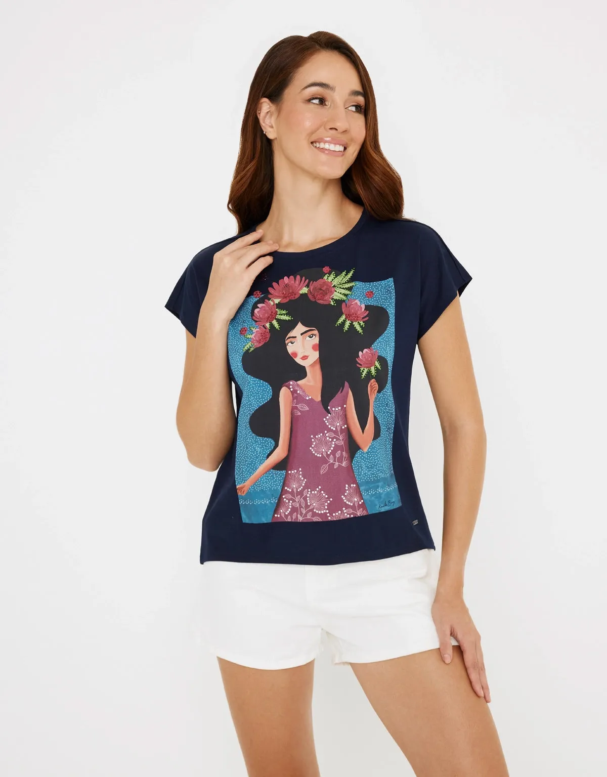 Camiseta Manga Corta Azul Marino- Pelzoflor