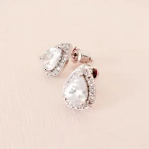 CZ Teardrop Studs, Seda