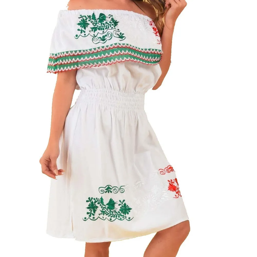 Embroidered Dress NA-TM-77309 White