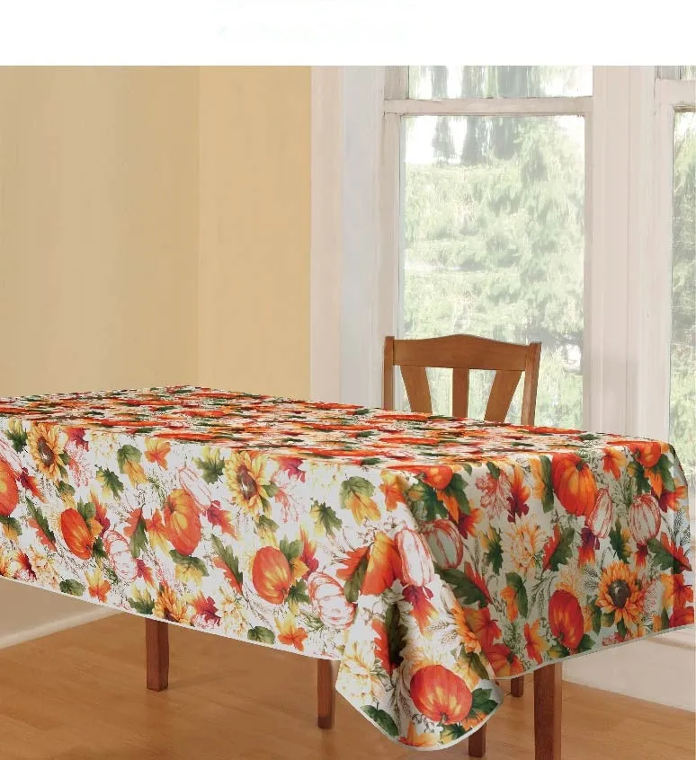 European Fall Harvest Pumpkins and Autumn Leaves Tablecloths